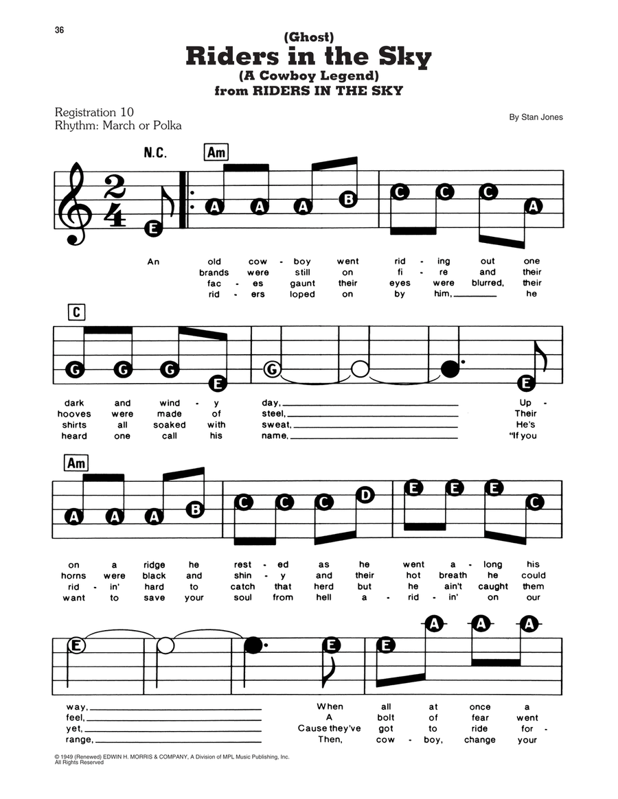 (Ghost) Riders In The Sky (A Cowboy Legend) Electronic Keyboard scores gallery preview page 1