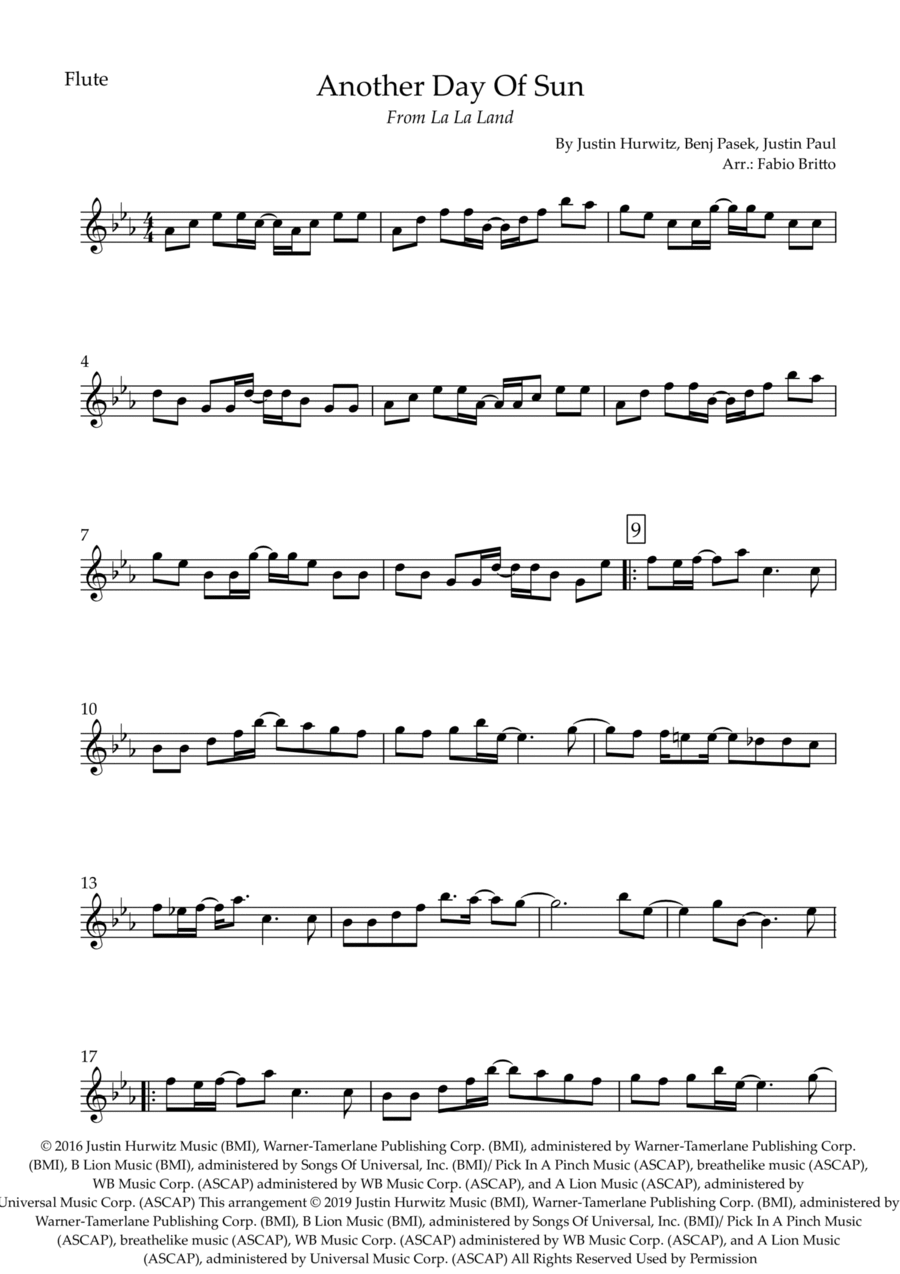 Another Day Of Sun Flute Solo scores gallery preview page 1
