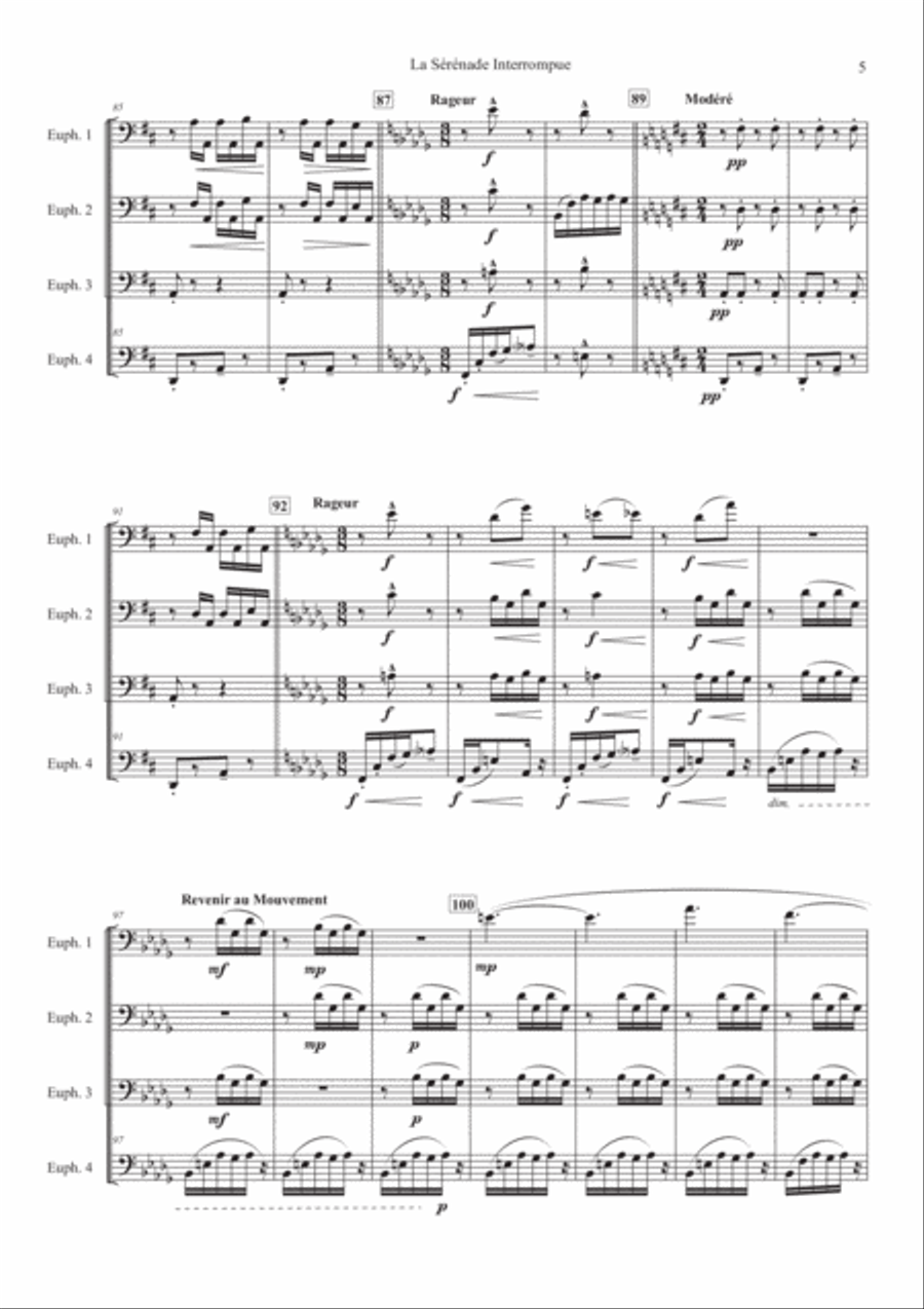 Three Debussy Preludes for Euphonium Quartet Euphonium Quartet scores gallery preview page 6