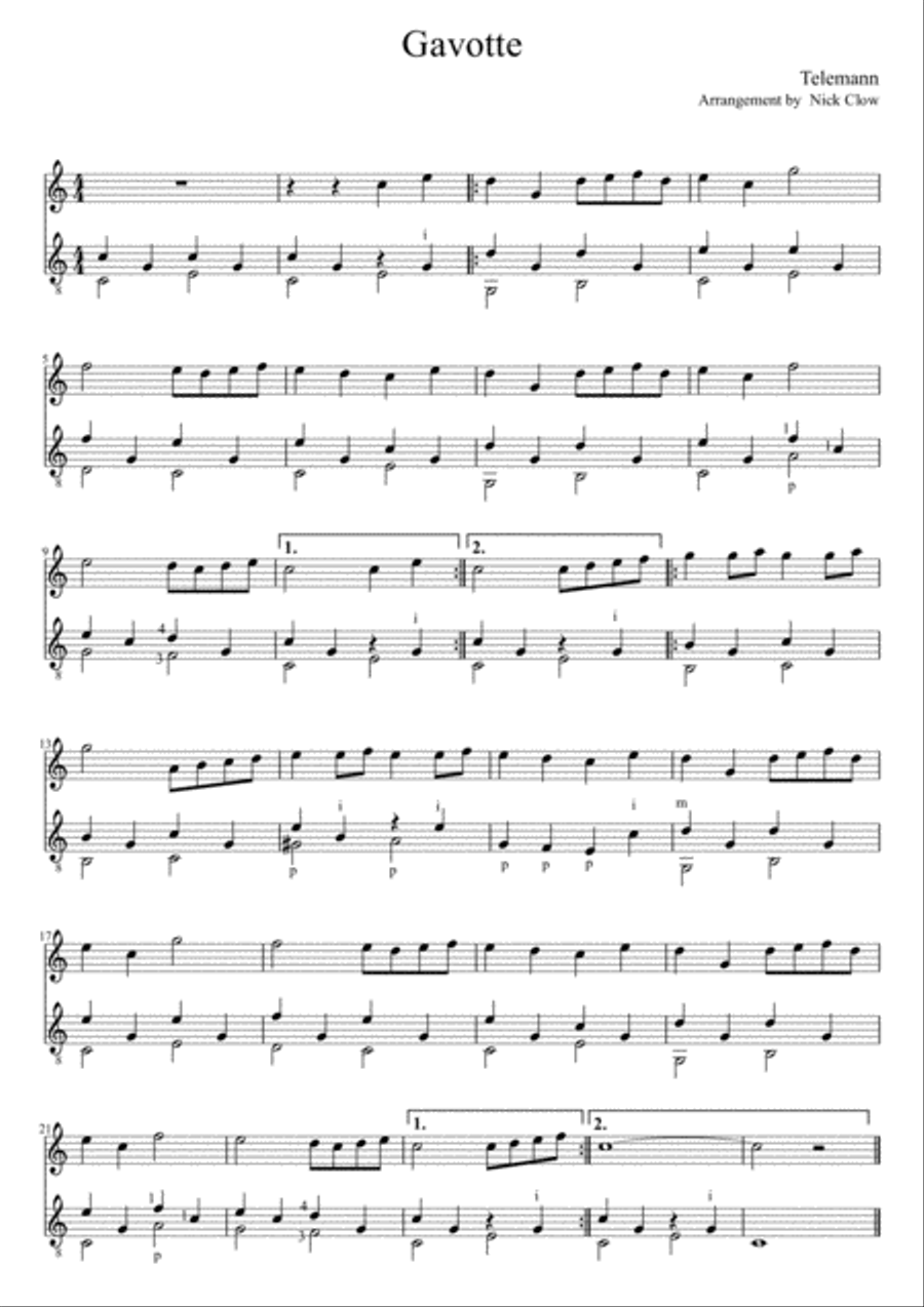 Gavotte Guitar scores gallery preview page 1