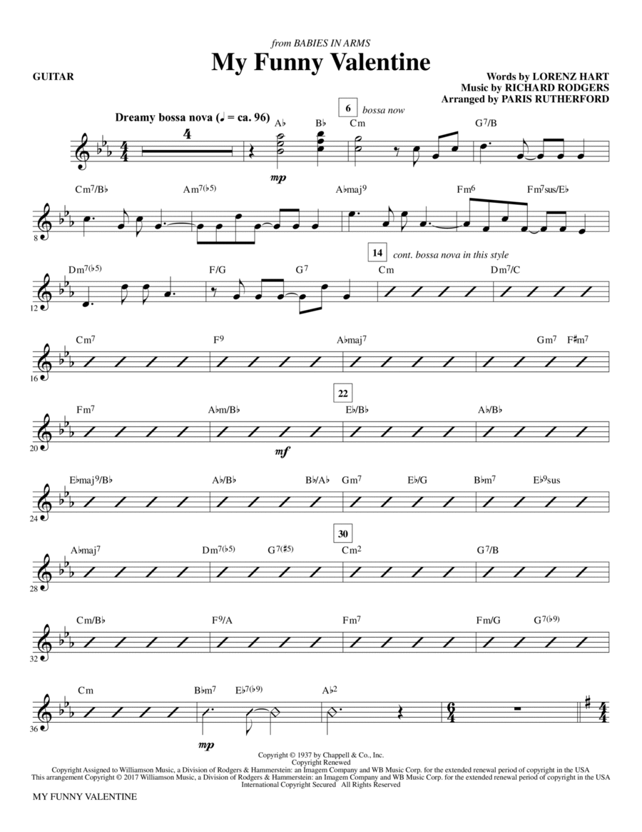 My Funny Valentine - Guitar Choir scores gallery preview page 1