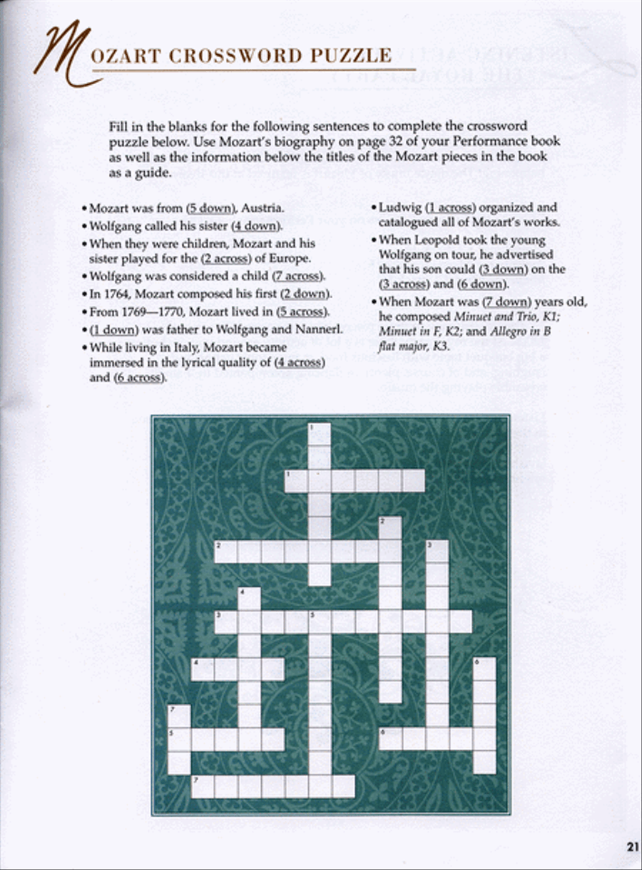 Succeeding with the Masters, Student Activity Book, Classical Era, Volume One Piano Method scores gallery preview page 3