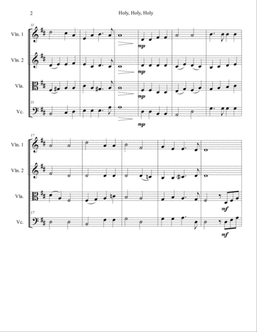 Holy, Holy, Holy (String Quartet) String Quartet scores gallery preview page 4