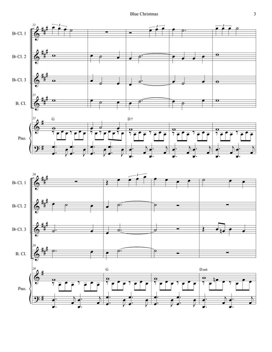 Blue Christmas Woodwind Ensemble scores gallery preview page 3