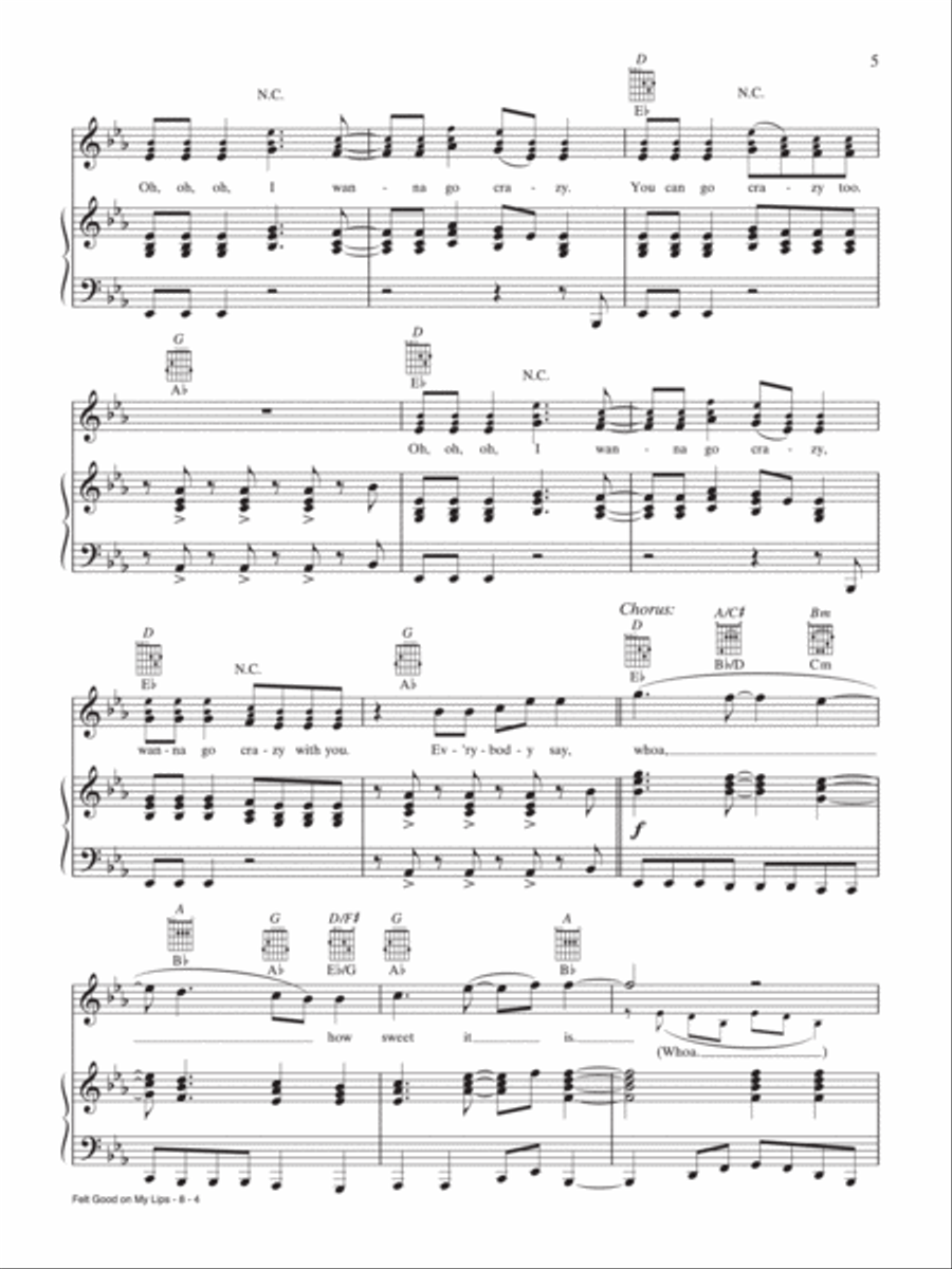 Felt Good On My Lips Piano, Vocal, Guitar scores gallery preview page 4