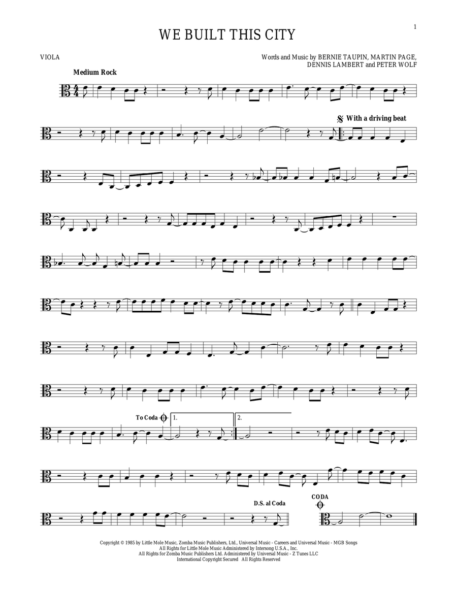 We Built This City We Built This City Viola Solo scores gallery preview page 1