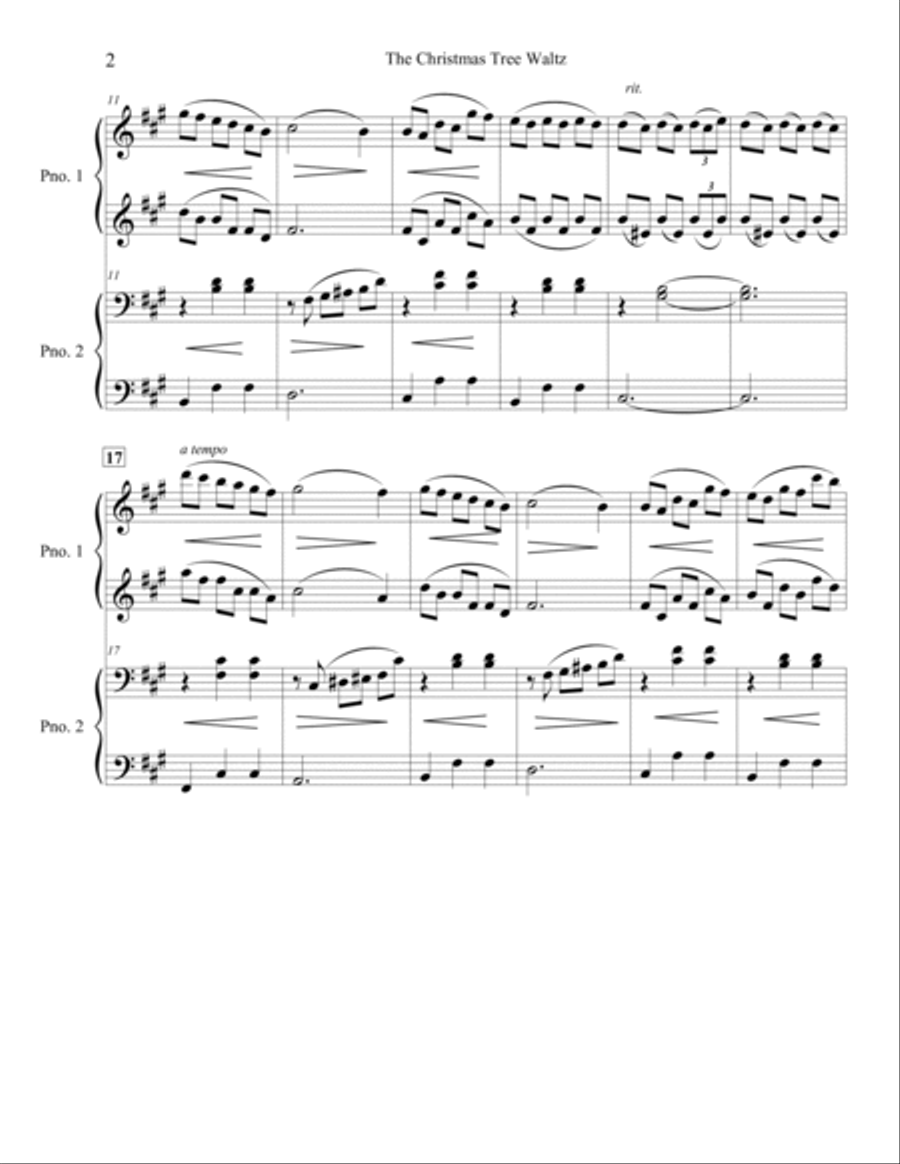 The Christmas Tree Waltz for Piano Duo Piano Duet scores gallery preview page 3