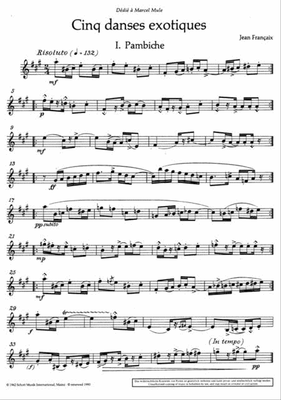 5 Danses Exotiques (1961) Alto Saxophone scores gallery preview page 2