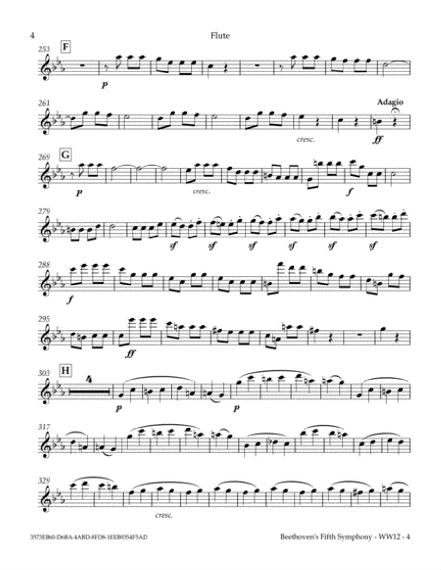 Beethoven's Fifth Symphony, 1st Movement Woodwind Quintet scores gallery preview page 6