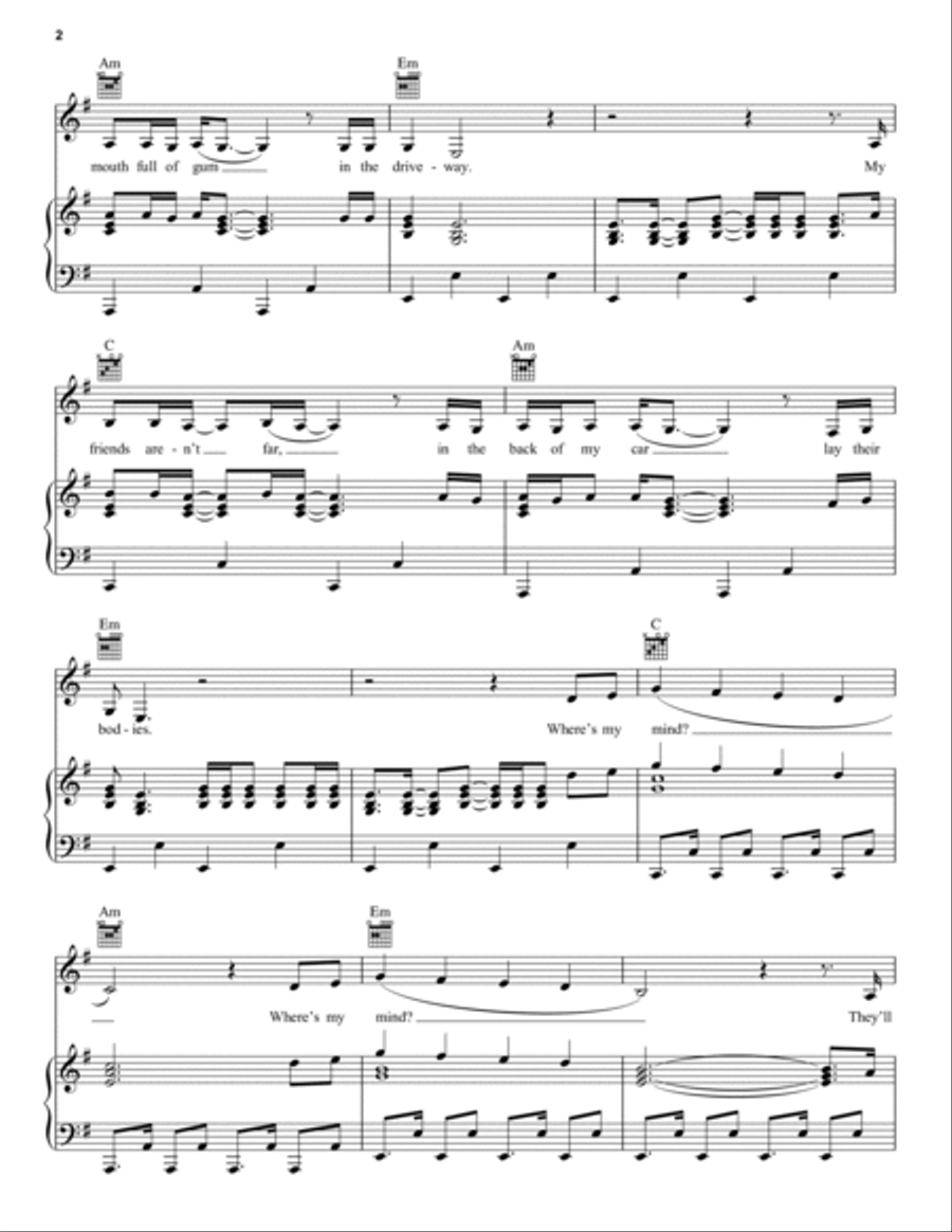 bellyache Piano, Vocal, Guitar scores gallery preview page 2