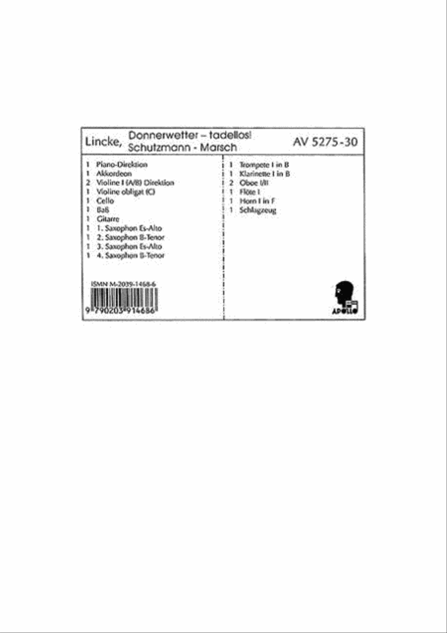 Donnerwetter-tadellos / Schutzmann-Marsch Orchestra scores gallery preview page 1