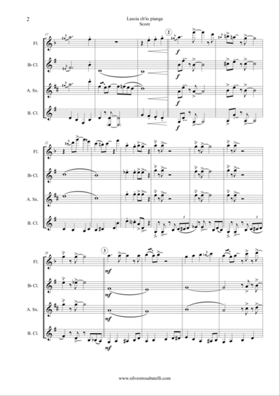 Lascia ch'io pianga Lascia ch'io pianga Woodwind Quartet scores gallery preview page 3