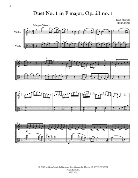 6 Duets, Op. 23 no. 1-6 for Violin and Viola