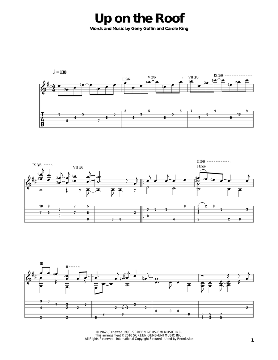 Up On The Roof Up On The Roof Acoustic Guitar scores gallery preview page 1