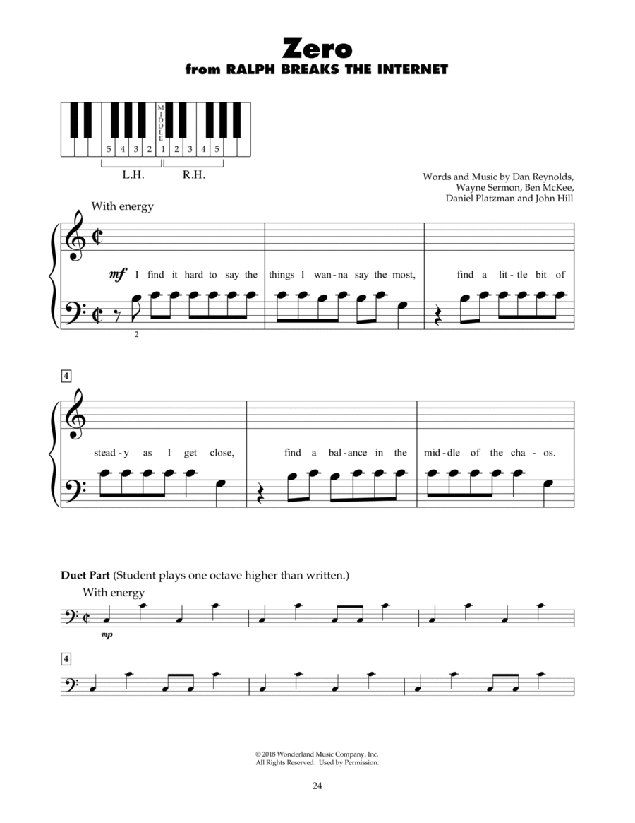 Zero (from Ralph Breaks The Internet) Piano scores gallery preview page 1