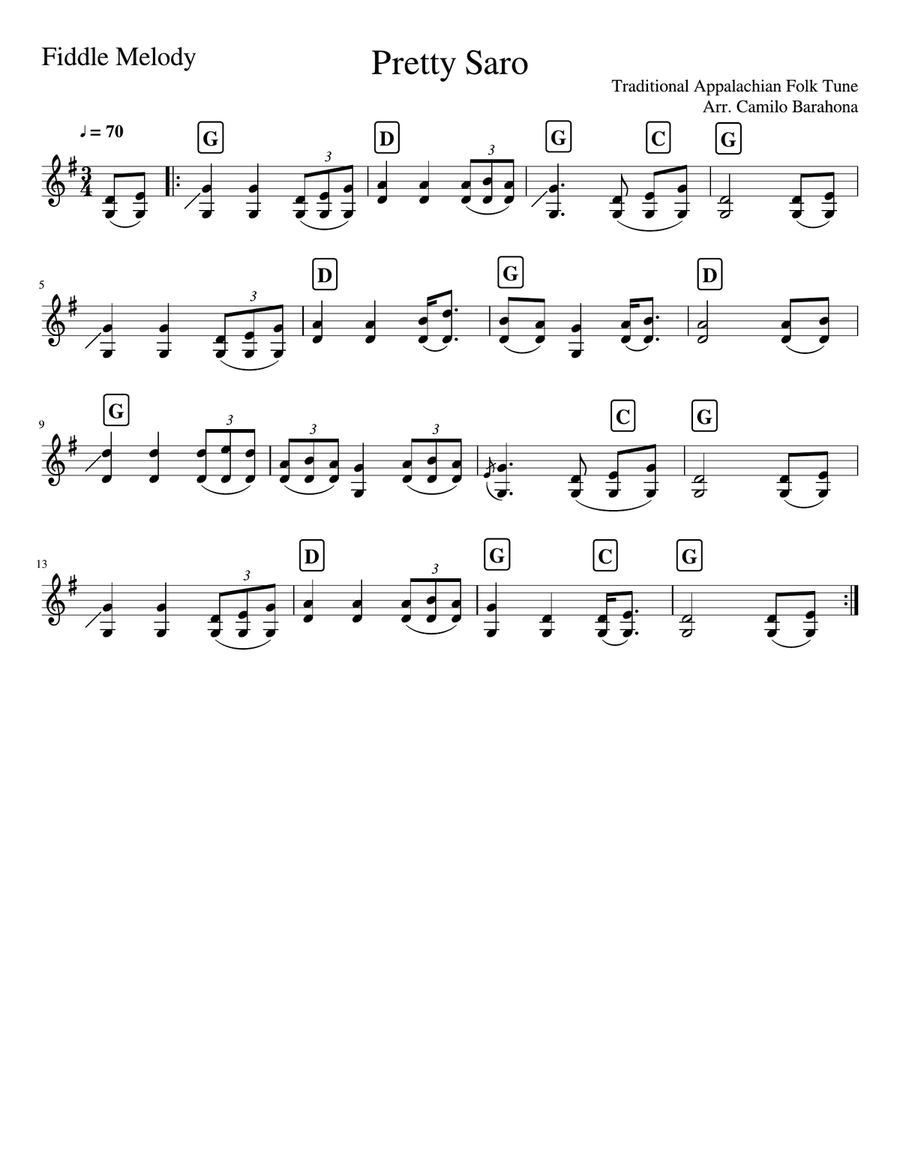 Pretty Saro : Fiddle Violin Solo scores gallery preview page 2