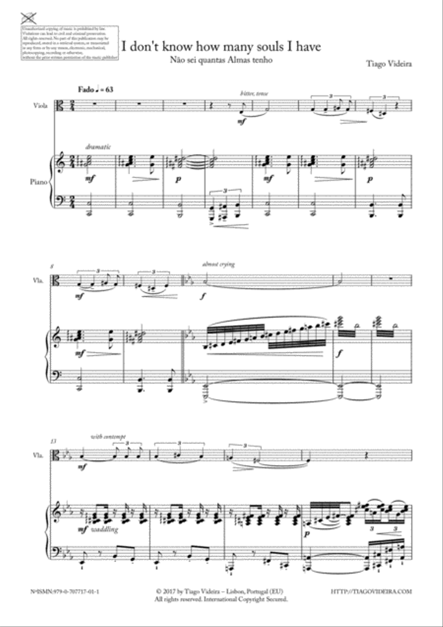 I don't know how many souls I have (Não sei quantas almas tenho) for Viola and Piano Piano scores gallery preview page 4