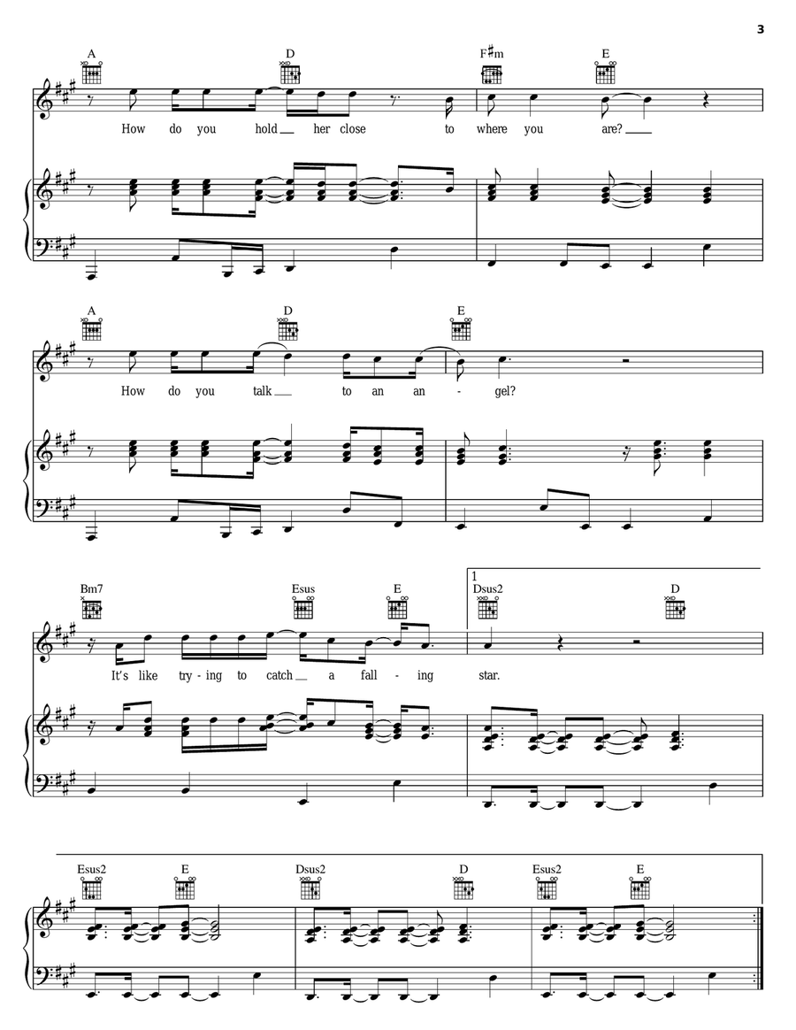 How Do You Talk To An Angel Piano, Vocal, Guitar scores gallery preview page 3
