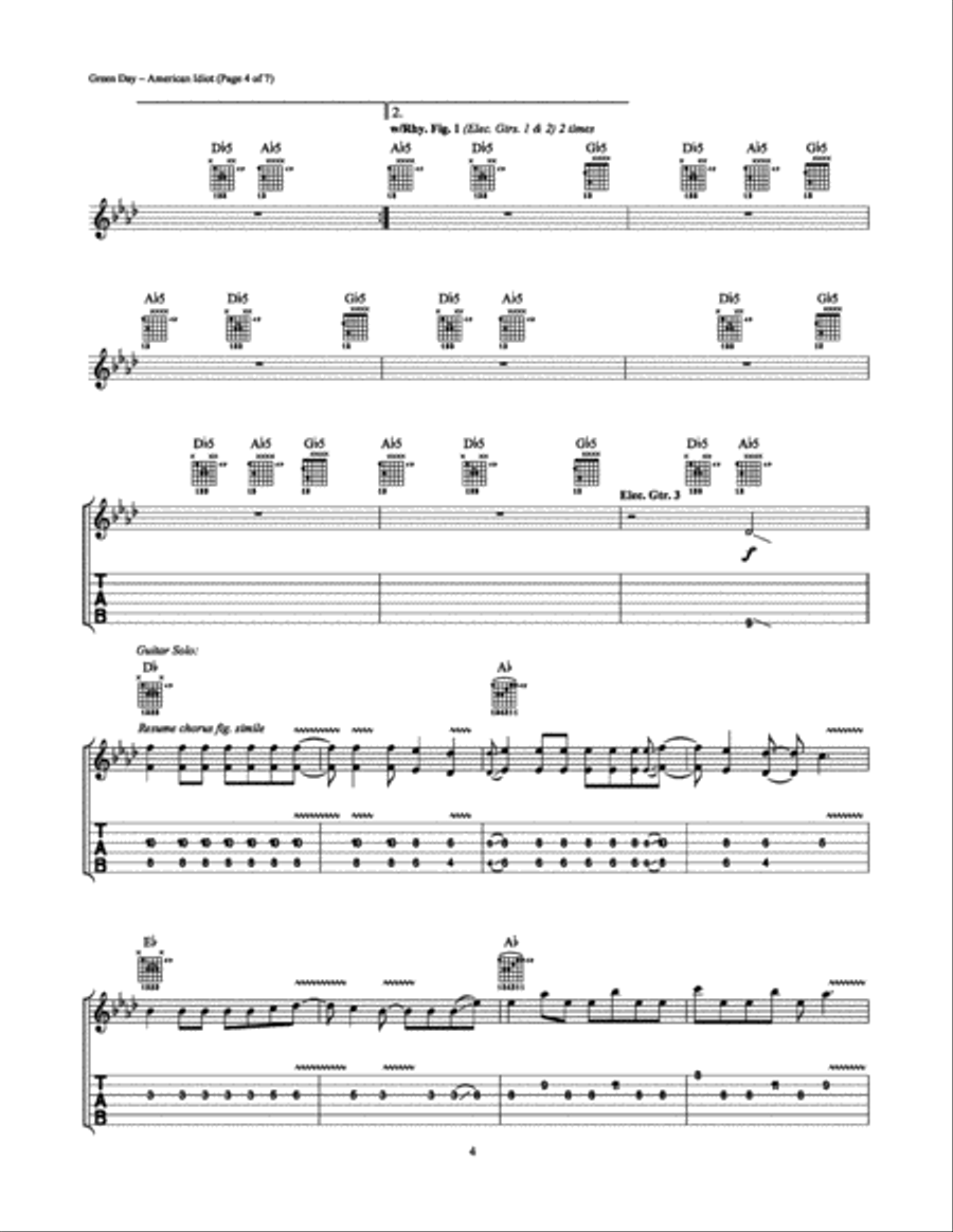 American Idiot American Idiot Electric Guitar scores gallery preview page 4