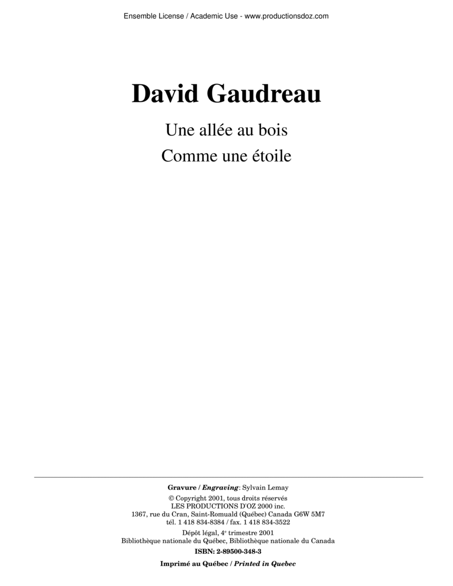 Une allée au bois, Comme une étoile Classical Guitar scores gallery preview page 1