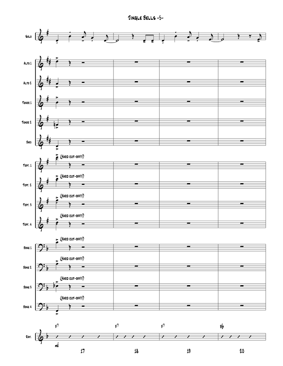 Jingle Bells for Little Big Band up to Full Big Band Jazz Ensemble scores gallery preview page 5