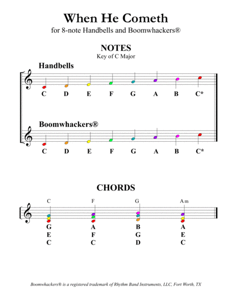 When He Cometh (for 8-note Bells and Boomwhackers® with Color Coded Notes) image number null