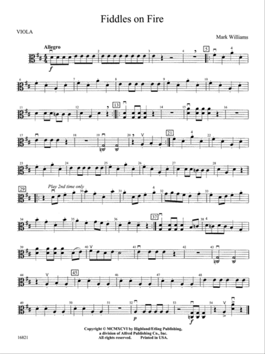 Fiddles on Fire: Viola String Orchestra scores gallery preview page 1