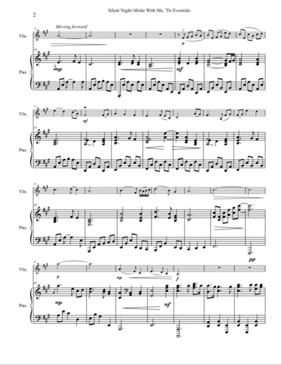 Abide With Me, 'Tis Eventide/Silent Night Violin Solo scores gallery preview page 2