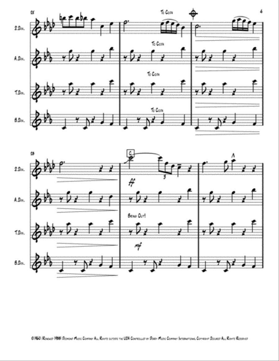 Take Five Saxophone Quartet scores gallery preview page 4