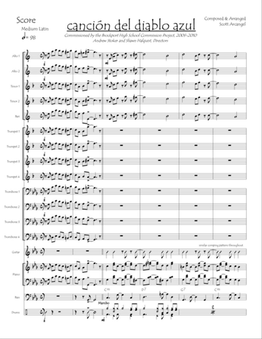 Cancion del Diablo Azul (digital print) Jazz Ensemble scores gallery preview page 1