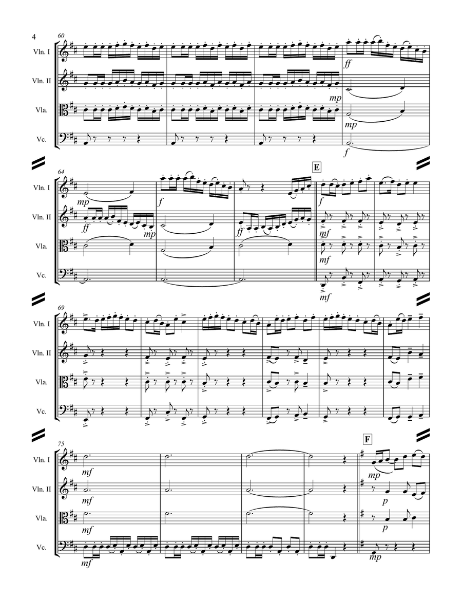 Procession of the Nobles from Mlada (for String Quartet) String Quartet scores gallery preview page 5
