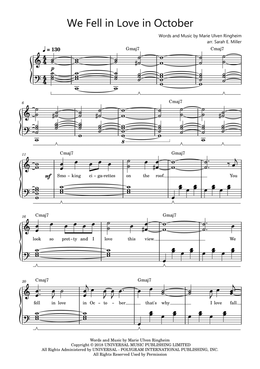 We Fell In Love In October We Fell In Love In October Easy Piano scores gallery preview page 1