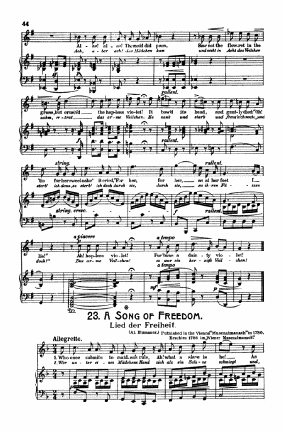 Mozart: 39 Songs for Medium High Voice (German/English/French/Italian) High Voice scores gallery preview page 1
