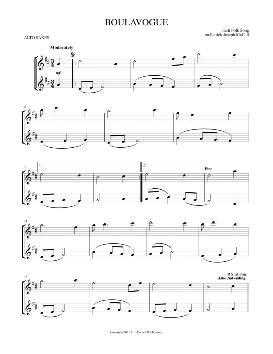 Boulavogue Woodwind Duet scores gallery preview page 1