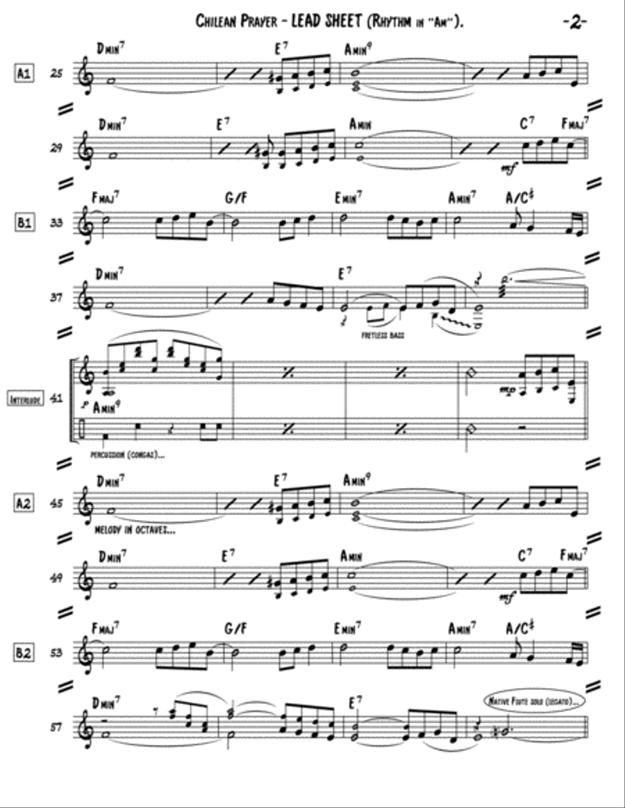 Chilean Prayer (Lead Sheet & Additional Parts) Guitar Ensemble scores gallery preview page 2