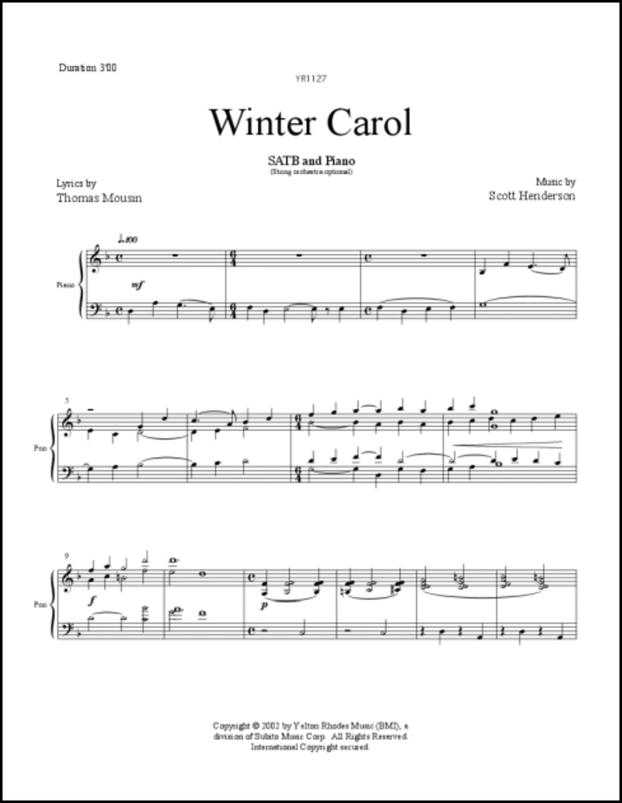 Winter Carol Winter Carol 4-Part scores gallery preview page 1