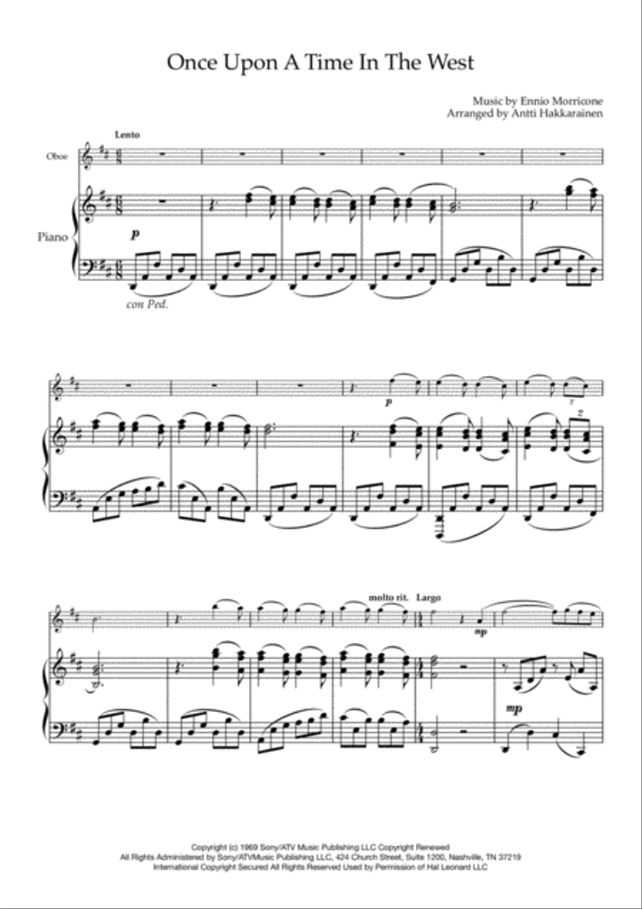 Once Upon A Time In The West from the Paramount Picture ONCE UPON A TIME IN THE WEST Piano scores gallery preview page 2