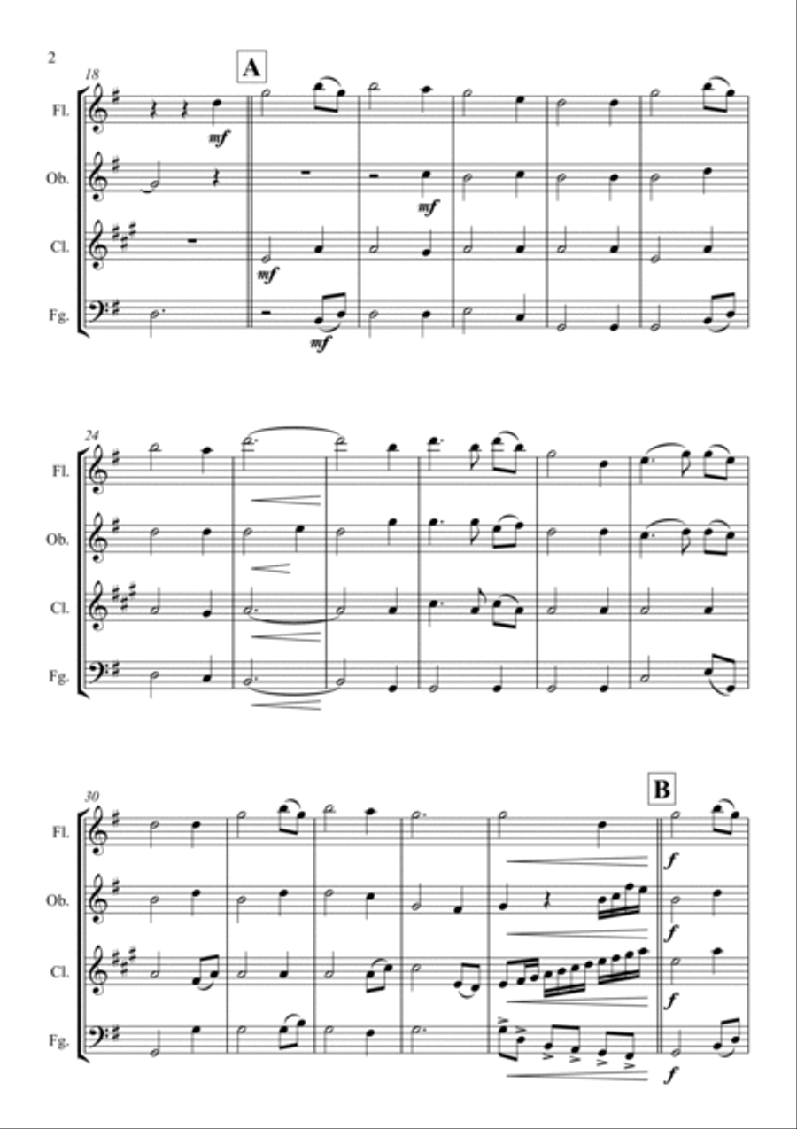 Amazing Grace Woodwind Quartet scores gallery preview page 2