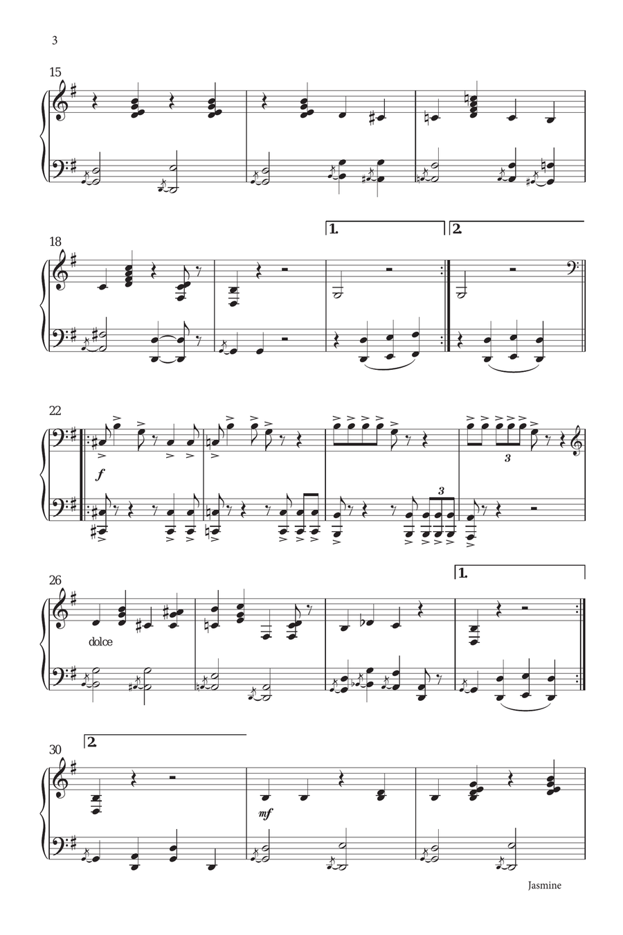 Jasmine Piano Duet scores gallery preview page 3