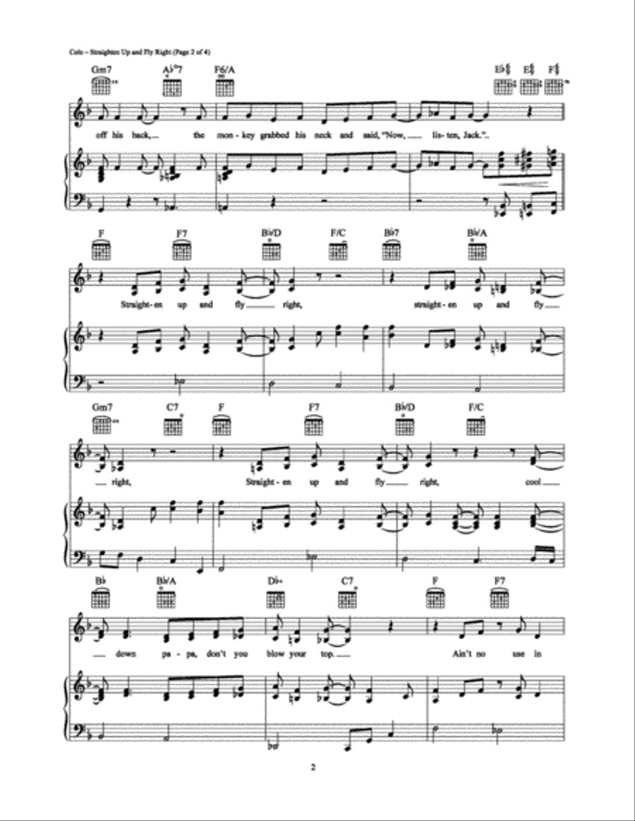 Straighten Up and Fly Right Piano, Vocal, Guitar scores gallery preview page 2