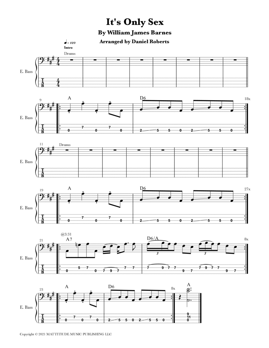It's Only Sex Bass Guitar scores gallery preview page 1