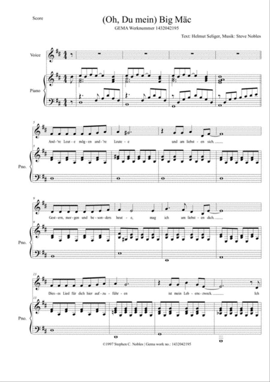 Big Mac (Eine Liebeserklärung) Voice scores gallery preview page 1