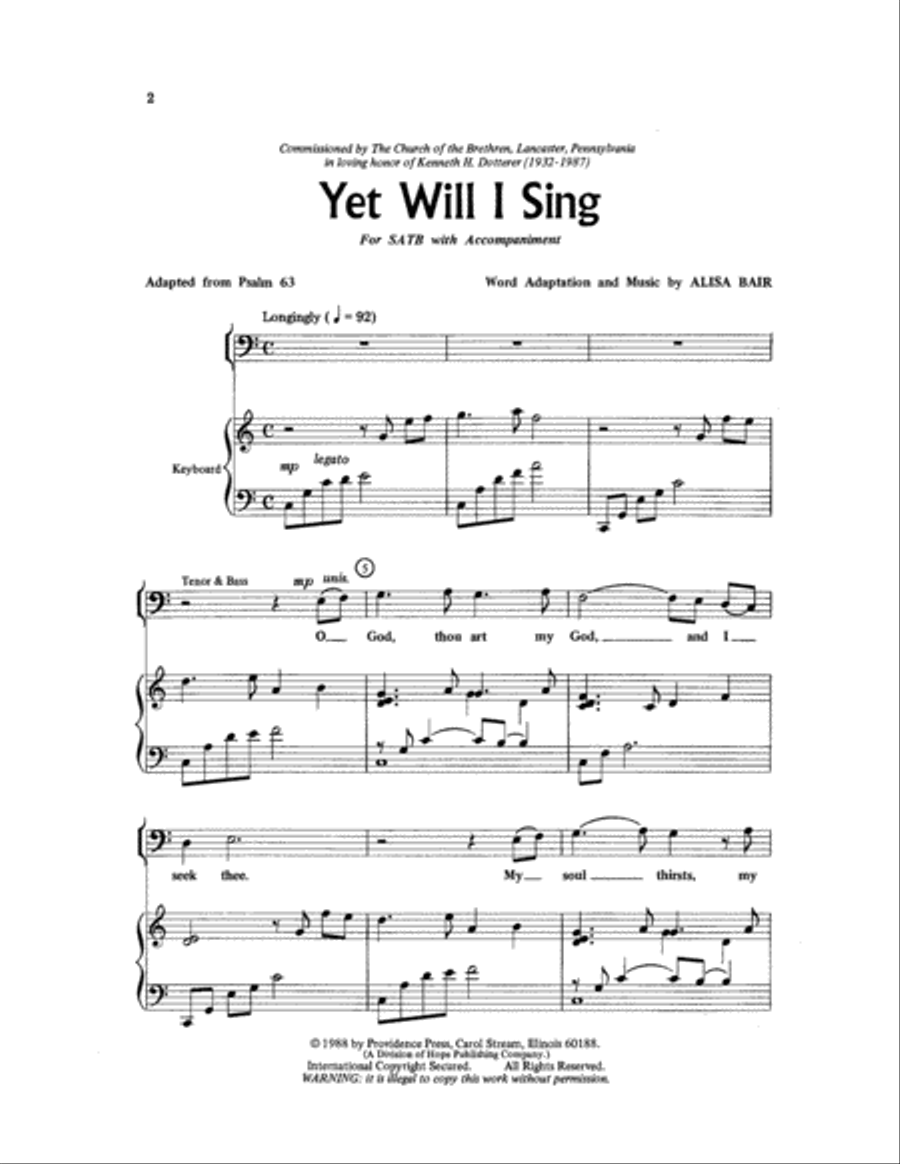 Yet Will I Sing 4-Part scores gallery preview page 2