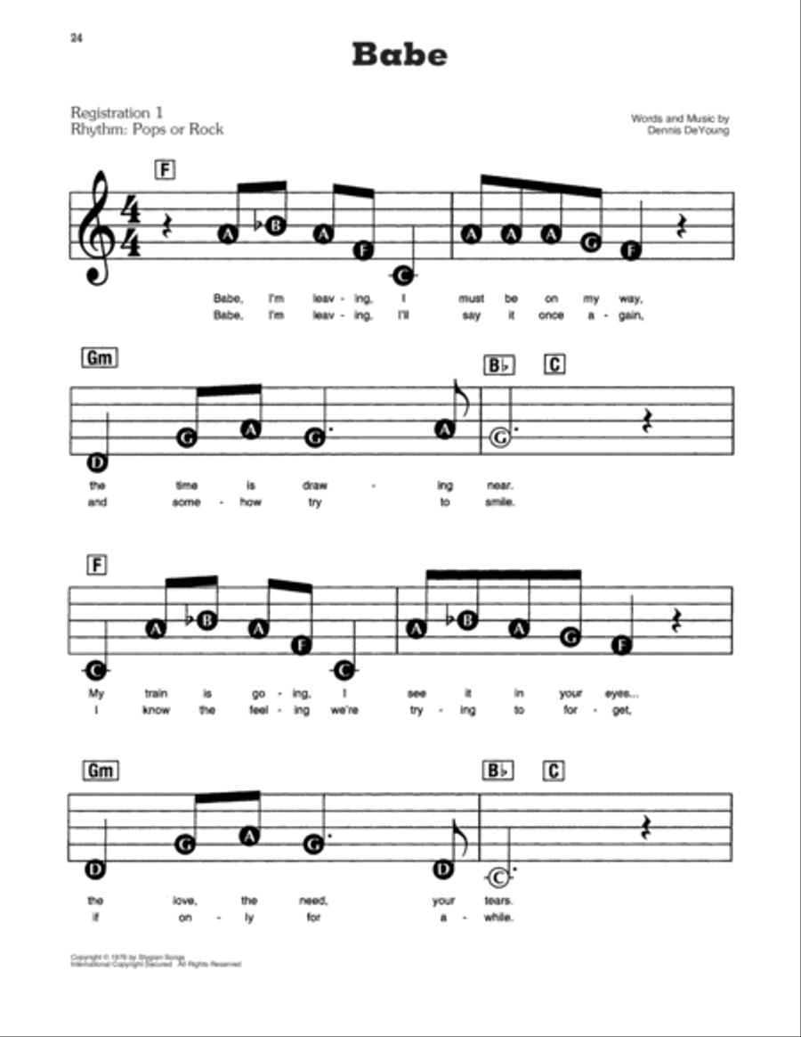 Babe Babe Electronic Keyboard scores gallery preview page 1