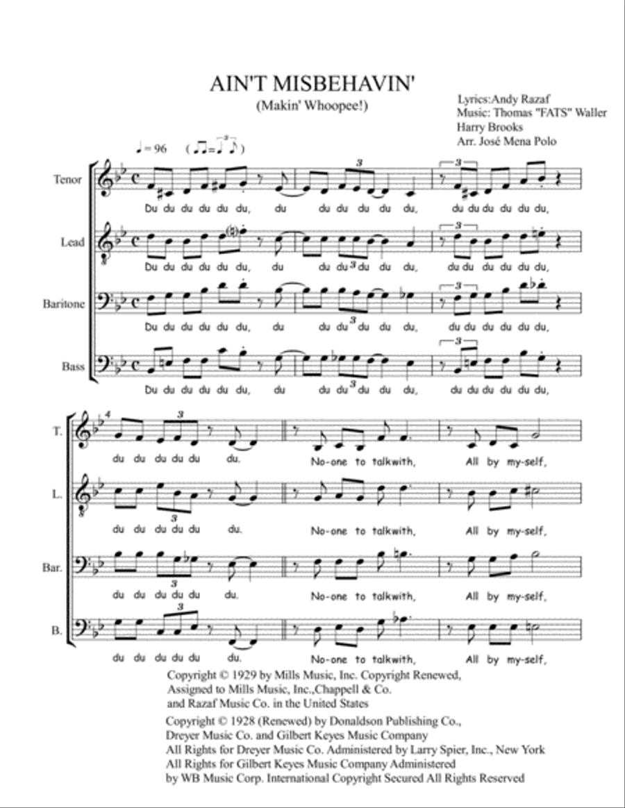 Ain't Misbehavin' TTBB scores gallery preview page 1