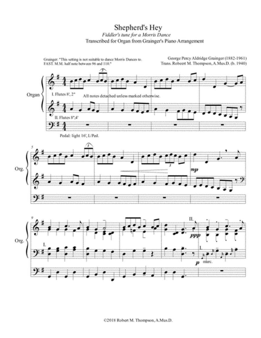 "Shepherd's Hey", English fiddler's tune, for Organ