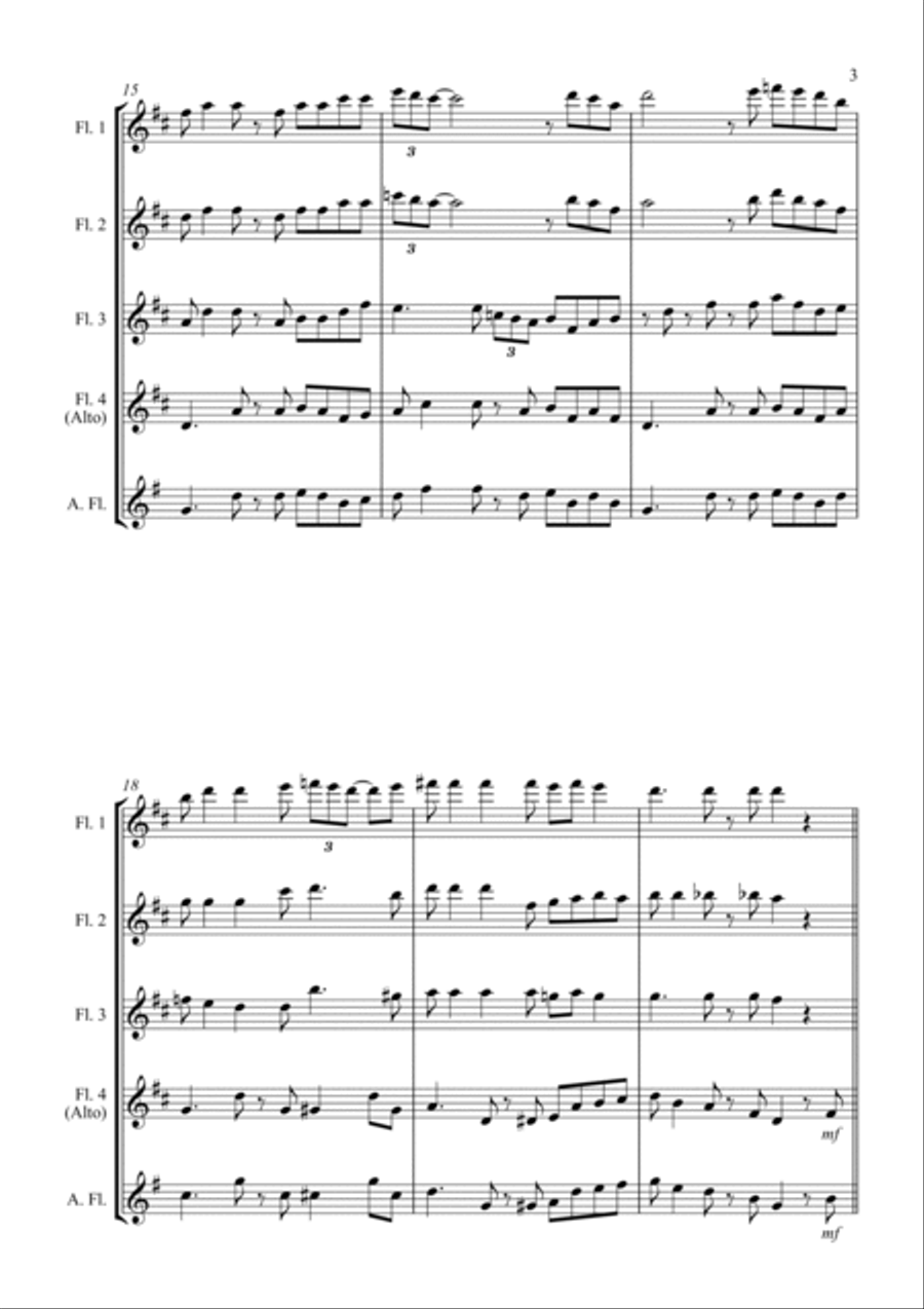 Swing Low, Sweet Chariot - a Jazz Arrangement - For Flute Quartet Flute Quartet scores gallery preview page 3