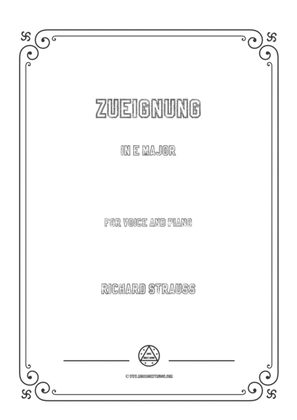 Book cover for Richard Strauss-Zueignung in E Major,for Voice and Piano