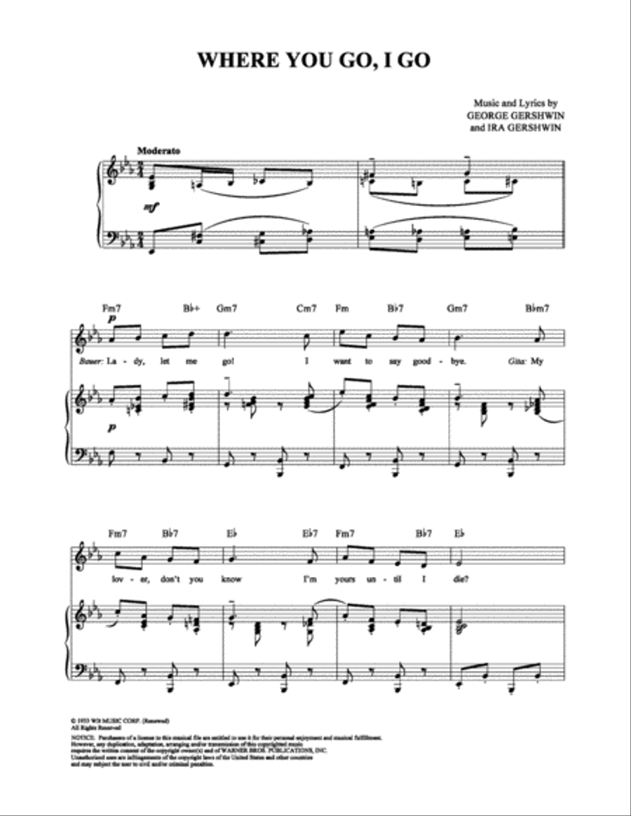 Where You Go, I Go Where You Go, I Go Piano, Vocal, Guitar scores gallery preview page 1