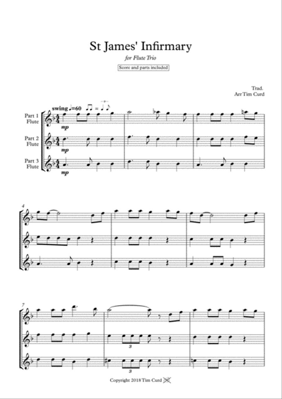St James' Infirmary. Flute Trio St James' Infirmary. Flute Trio Flute Trio scores gallery preview page 1
